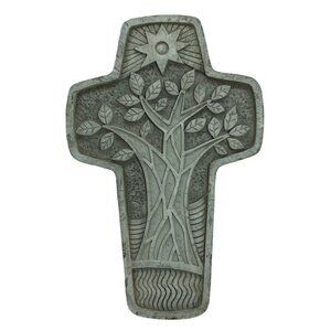 Vtg 2004 CrossRoads Tree of Life Cross Wall Etched Stone Decor 9 Inch 7207 NOS